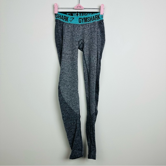 Gymshark Pants - Gymshark Gray Leggings with Teal Waistband Size XS